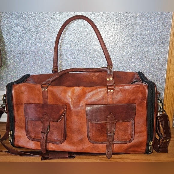 FOR @charlenesgolden ONLY - Genuine Leather Duffel Bag Weekender - Picture 2 of 9